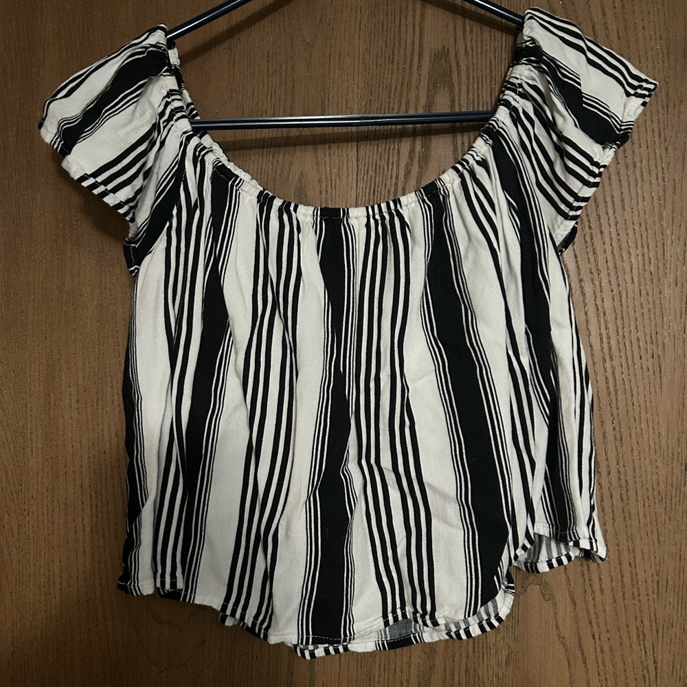 Black and White Striped Women's Top